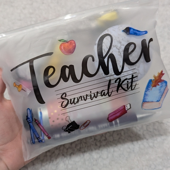 Best Teacher Ever Glass Tumbler with Teacher Survival Kit - Picture 5 of 16